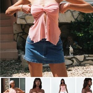 Princess Polly Peach Mesh Strapless Tinker Top